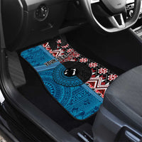 Personalised Aotearoa and Fiji Together Car Mats Melanesian Warrior and Koru - Taniko with Hibiscus Tapa Pattern