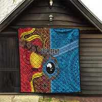 Personalised Australia and Fiji Together Quilt Tribal Palm Tree with Tapa and Aboriginal Animals Half Style LT03 - Polynesian Pride