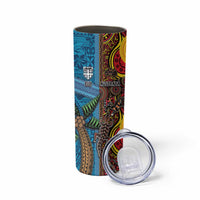 Personalised Australia and Fiji Together Skinny Tumbler Tribal Palm Tree with Tapa and Aboriginal Animals Half Style