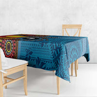 Personalised Australia and Fiji Together Tablecloth Tribal Palm Tree with Tapa and Aboriginal Animals Half Style