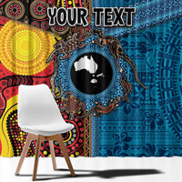 Personalised Australia and Fiji Together Window Curtain Tribal Palm Tree with Tapa and Aboriginal Animals Half Style