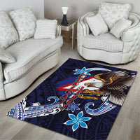 American Samoa Flag Day Area Rug Bald Eagle with Uatogi and Fue - Polynesian and Floral Tribal Tattoo