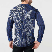 New Zealand Connecting with Seas Button Sweatshirt Maori Tribal and Sea Animals Tattoo - White Glass Style