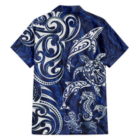 New Zealand Connecting with Seas Family Matching Off The Shoulder Long Sleeve Dress and Hawaiian Shirt Maori Tribal and Sea Animals Tattoo - White Glass Style