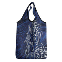 New Zealand Connecting with Seas Grocery Bag Maori Tribal and Sea Animals Tattoo - White Glass Style