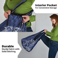 New Zealand Connecting with Seas Grocery Bag Maori Tribal and Sea Animals Tattoo - White Glass Style