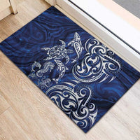New Zealand Connecting with Seas Rubber Doormat Maori Tribal and Sea Animals Tattoo - White Glass Style