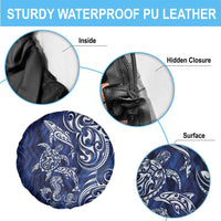 New Zealand Connecting with Seas Spare Tire Cover Maori Tribal and Sea Animals Tattoo - White Glass Style