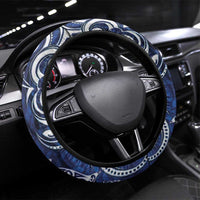 New Zealand Connecting with Seas Steering Wheel Cover Maori Tribal and Sea Animals Tattoo - White Glass Style