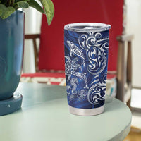 New Zealand Connecting with Seas Tumbler Cup Maori Tribal and Sea Animals Tattoo - White Glass Style