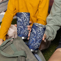 New Zealand Connecting with Seas Tumbler Cup Maori Tribal and Sea Animals Tattoo - White Glass Style
