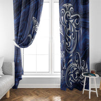 New Zealand Connecting with Seas Window Curtain Maori Tribal and Sea Animals Tattoo - White Glass Style