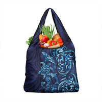 New Zealand Connecting with Seas Grocery Bag Maori Tribal and Sea Animals Tattoo - Sea Texture Glass Style