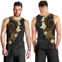 Polynesian Spiral Tribal Tattoo Men Tank Top Golden Color