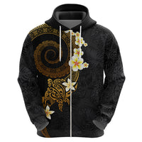 Polynesian Spiral Tribal Tattoo Zip Hoodie Golden Color