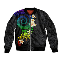 Polynesian Spiral Tribal Tattoo Bomber Jacket Fanciful Color