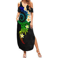 Polynesian Spiral Tribal Tattoo Family Matching Summer Maxi Dress and Hawaiian Shirt Fanciful Color