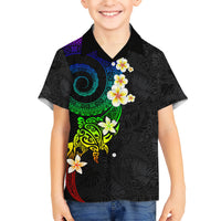 Polynesian Spiral Tribal Tattoo Kid Hawaiian Shirt Fanciful Color LT03 Kid Black - Polynesian Pride