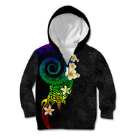 Polynesian Spiral Tribal Tattoo Kid Hoodie Fanciful Color LT03 Zip Hoodie Black - Polynesian Pride