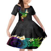 Polynesian Spiral Tribal Tattoo Kid Short Sleeve Dress Fanciful Color LT03 KID Black - Polynesian Pride