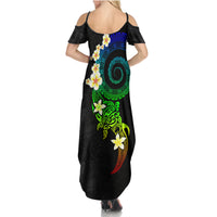 Polynesian Spiral Tribal Tattoo Summer Maxi Dress Fanciful Color