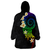 Polynesian Spiral Tribal Tattoo Wearable Blanket Hoodie Fanciful Color