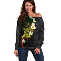 Polynesian Spiral Tribal Tattoo Off Shoulder Sweater Reggae Color LT03 Women Reggae - Polynesian Pride