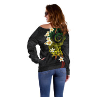 Polynesian Spiral Tribal Tattoo Off Shoulder Sweater Reggae Color LT03 - Polynesian Pride