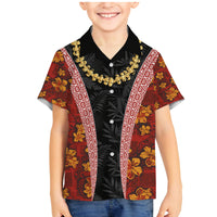 Hawaii Lei and Hibiscus Flowers Tribal Family Matching Mermaid Dress and Hawaiian Shirt Patchwork Abstract Vintage