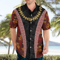 Hawaii Lei and Hibiscus Flowers Tribal Hawaiian Shirt Patchwork Abstract Vintage LT03 - Polynesian Pride