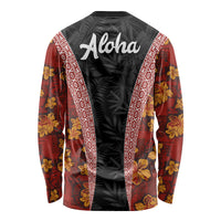 Hawaii Lei and Hibiscus Flowers Tribal Long Sleeve Shirt Patchwork Abstract Vintage