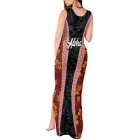 Hawaii Lei and Hibiscus Flowers Tribal Tank Maxi Dress Patchwork Abstract Vintage LT03 - Polynesian Pride