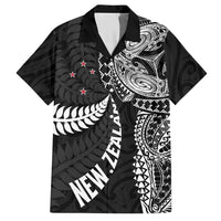 Aotearoa Volleyball Custom Hawaiian Shirt Silver Ferns and Maori Tribal Black