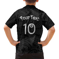 Aotearoa Volleyball Custom Hawaiian Shirt Silver Ferns and Maori Tribal Black