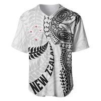 Aotearoa Volleyball Custom Baseball Jersey Silver Ferns and Maori Tribal White LT03 White - Polynesian Pride
