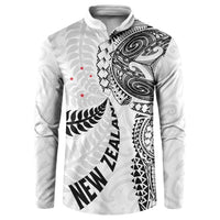 Aotearoa Volleyball Custom Button Sweatshirt Silver Ferns and Maori Tribal White