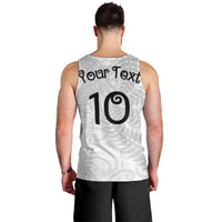 Aotearoa Volleyball Custom Men Tank Top Silver Ferns and Maori Tribal White