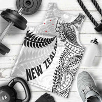 Aotearoa Volleyball Custom Men Tank Top Silver Ferns and Maori Tribal White