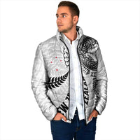 Aotearoa Volleyball Custom Padded Jacket Silver Ferns and Maori Tribal White