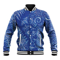 New Zealand Sea Animals Baseball Jacket with Maori Koru Tribal Tattoo and Silver Ferns Aquatic Style
