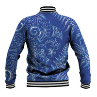 New Zealand Sea Animals Baseball Jacket with Maori Koru Tribal Tattoo and Silver Ferns Aquatic Style
