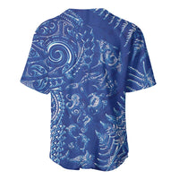 New Zealand Sea Animals Baseball Jersey with Maori Koru Tribal Tattoo and Silver Ferns Aquatic Style LT03 - Polynesian Pride