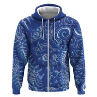 New Zealand Sea Animals Hoodie with Maori Koru Tribal Tattoo and Silver Ferns Aquatic Style