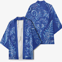 New Zealand Sea Animals Kimono with Maori Koru Tribal Tattoo and Silver Ferns Aquatic Style