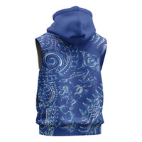 New Zealand Sea Animals Sleeveless Hoodie with Maori Koru Tribal Tattoo and Silver Ferns Aquatic Style LT03 - Polynesian Pride