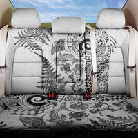 New Zealand Sea Animals Back Car Seat Cover with Maori Koru Tribal Tattoo and Silver Ferns White Color