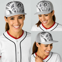 New Zealand Sea Animals Baseball Net Cap with Maori Koru Tribal Tattoo and Silver Ferns White Color