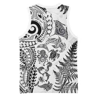 New Zealand Sea Animals Basketball Jersey with Maori Koru Tribal Tattoo and Silver Ferns White Color