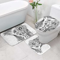 New Zealand Sea Animals Bathroom Set with Maori Koru Tribal Tattoo and Silver Ferns White Color