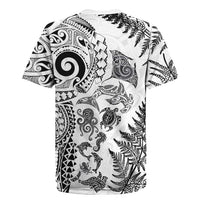 New Zealand Sea Animals Rugby Jersey with Maori Koru Tribal Tattoo and Silver Ferns White Color